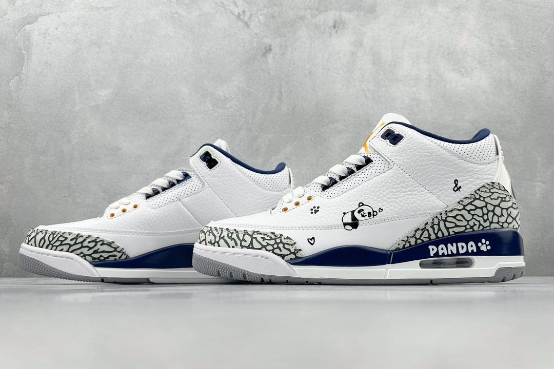 Air Jordan 3 Retro ”Lazy Panda” Chinese style special hand-painted/private customization CT8532-148