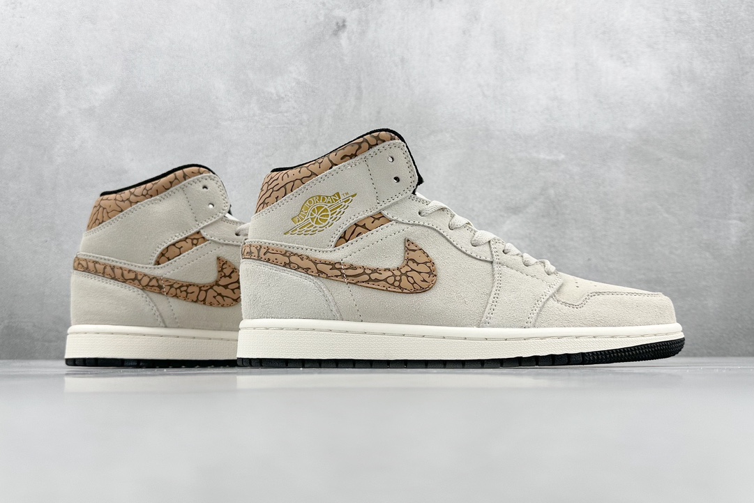 Air Jordan AJ1 Mid White Brown DZ4129-102