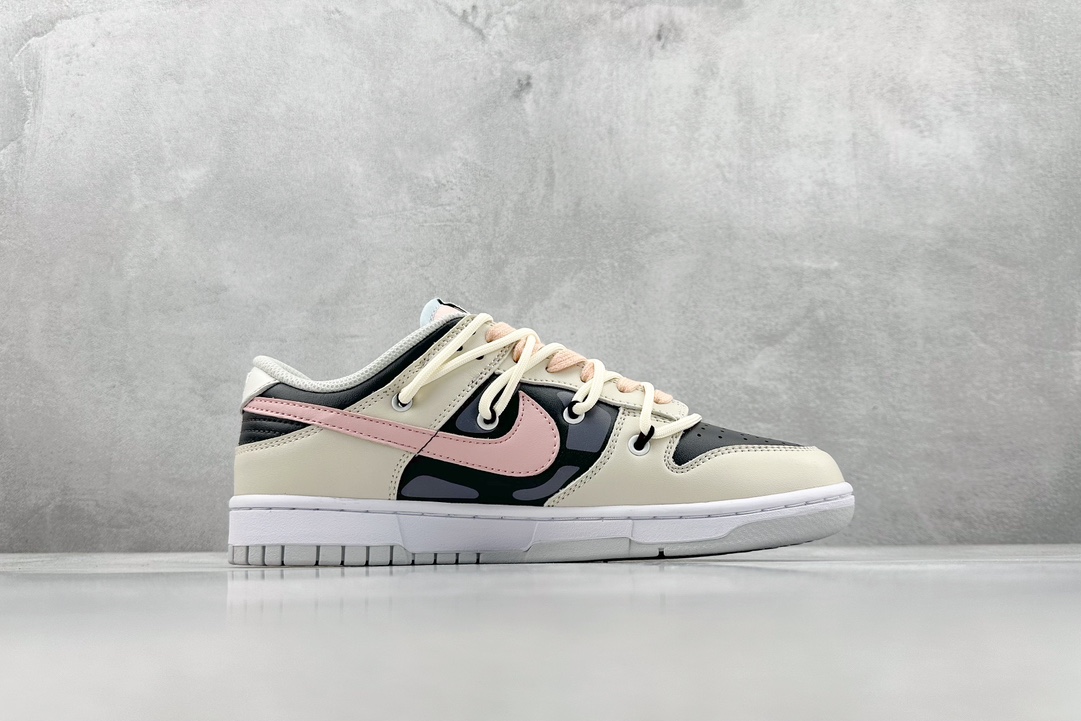 300 OW定制礼盒 Nike Dunk Low 粉红情郎 粉黄灰 FD1232-002