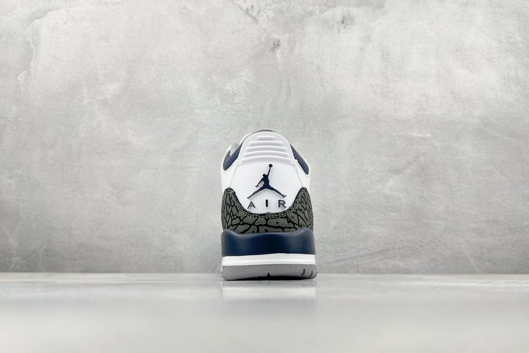 Air Jordan 3 Retro PE ”White Midnight Navy” Michael Jordan AJ3 mid-top basketball shoes ”White Midnight Blue Cracked” CT8532-140