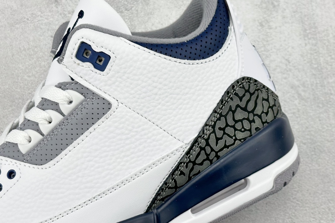 Air Jordan 3 Retro PE ”White Midnight Navy” Michael Jordan AJ3 mid-top basketball shoes ”White Midnight Blue Cracked” CT8532-140