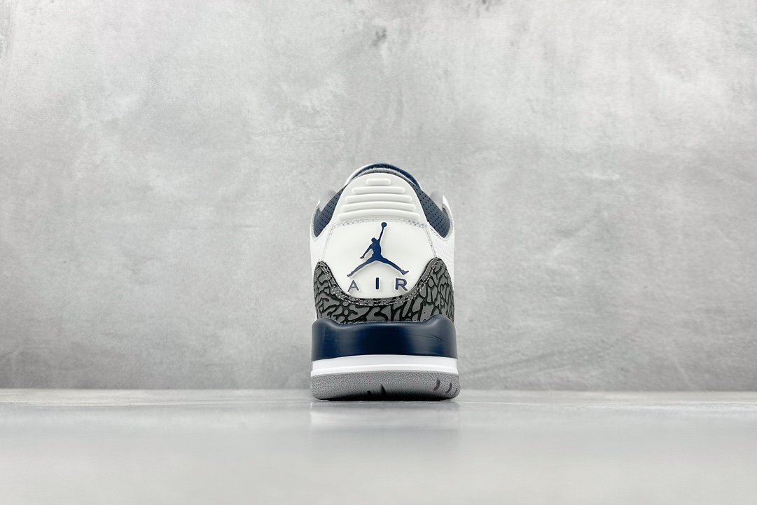 Air Jordan 3 Retro PE ”White Midnight Navy” Michael Jordan AJ3 mid-top basketball shoes ”White Midnight Blue Cracked” CT8532-140