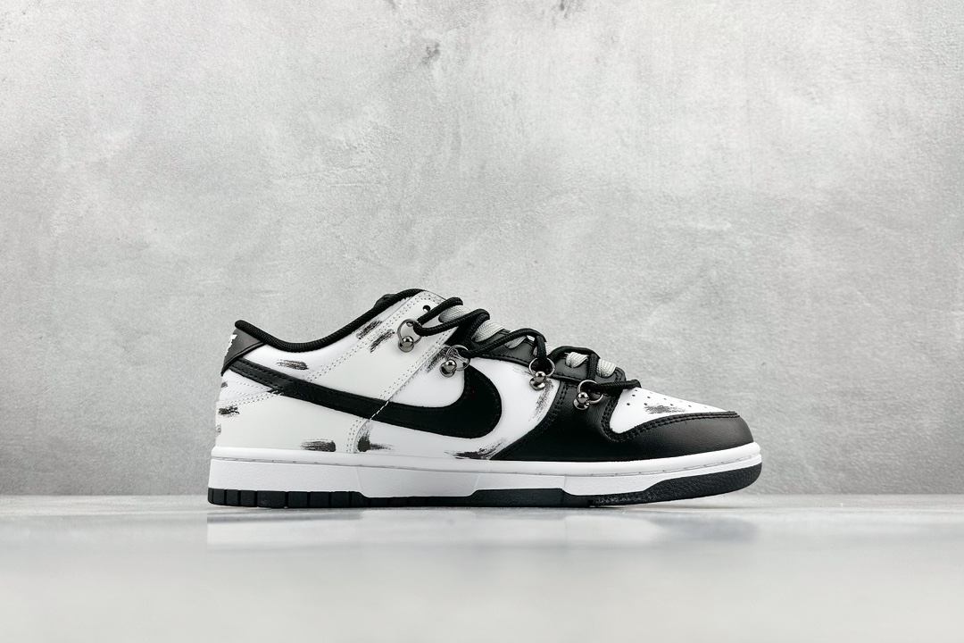 Nike Dunk Low Retro DIY ”Black” Deconstruction Style Night Messenger DD1391-100