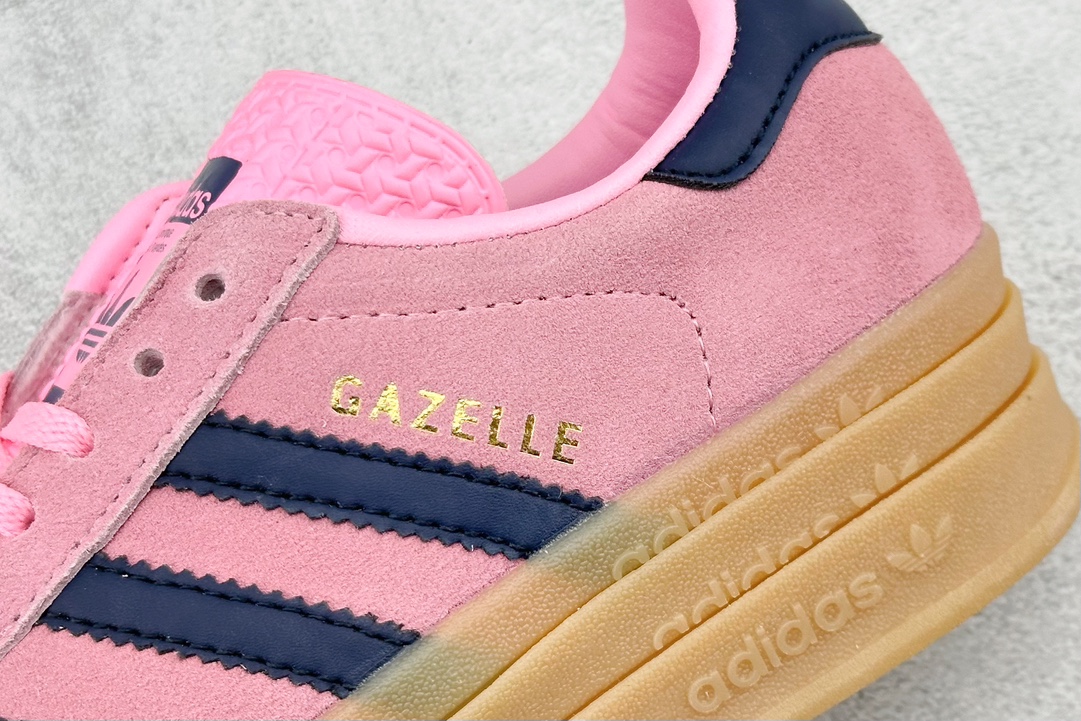 YH Adidas Originals Gazelle Bold W ”Rose Pink Navy Blue Rubber Sole” HO6122