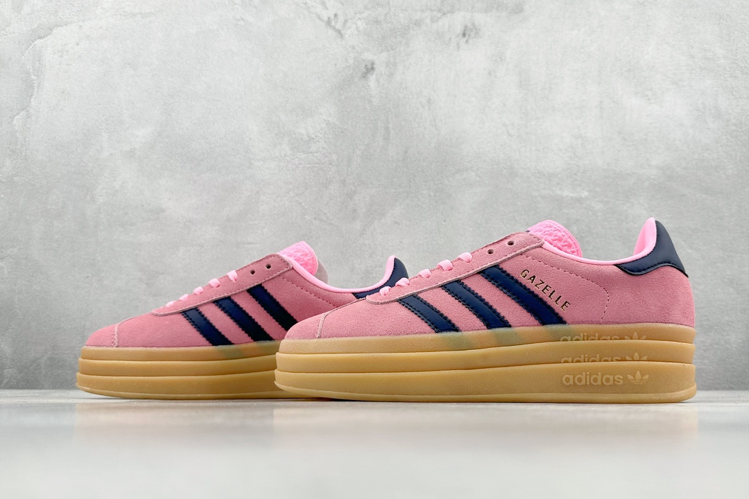 YH Adidas Originals Gazelle Bold W ”Rose Pink Navy Blue Rubber Sole” HO6122