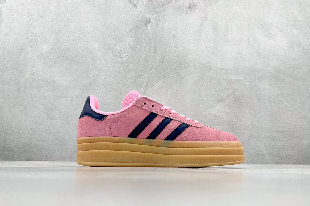 YH Adidas Originals Gazelle Bold W ”Rose Pink Navy Blue Rubber Sole” HO6122