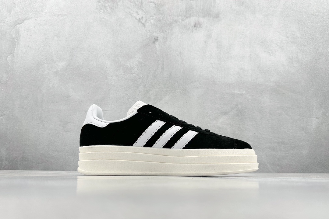 YH Adidas Originals Gazelle Bold clover thick sole casual non-slip wear-resistant low-top sneakers HQ6912