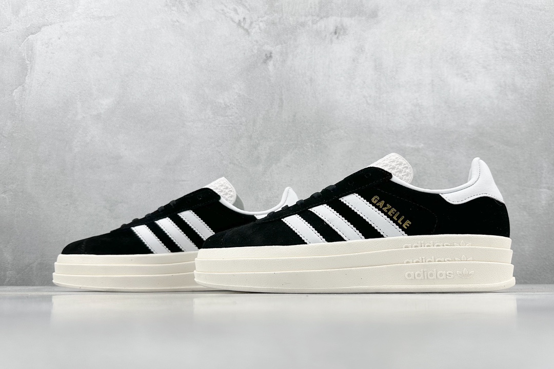 YH Adidas Originals Gazelle Bold clover thick sole casual non-slip wear-resistant low-top sneakers HQ6912