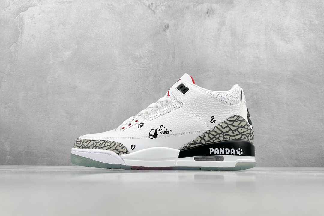 270 Air Jordan 3 Retro ”慵懒大熊猫”国风特殊手绘/私人定制 923096-101