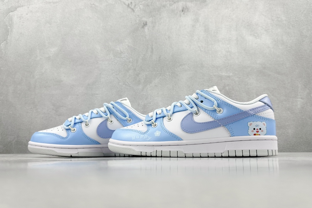 Nike Dunk Low Happy Lamb White Blue Cute Girl Deconstruction Double Shoelaces SB Strap Low Top Low Top Casual Shoes DH9765-102