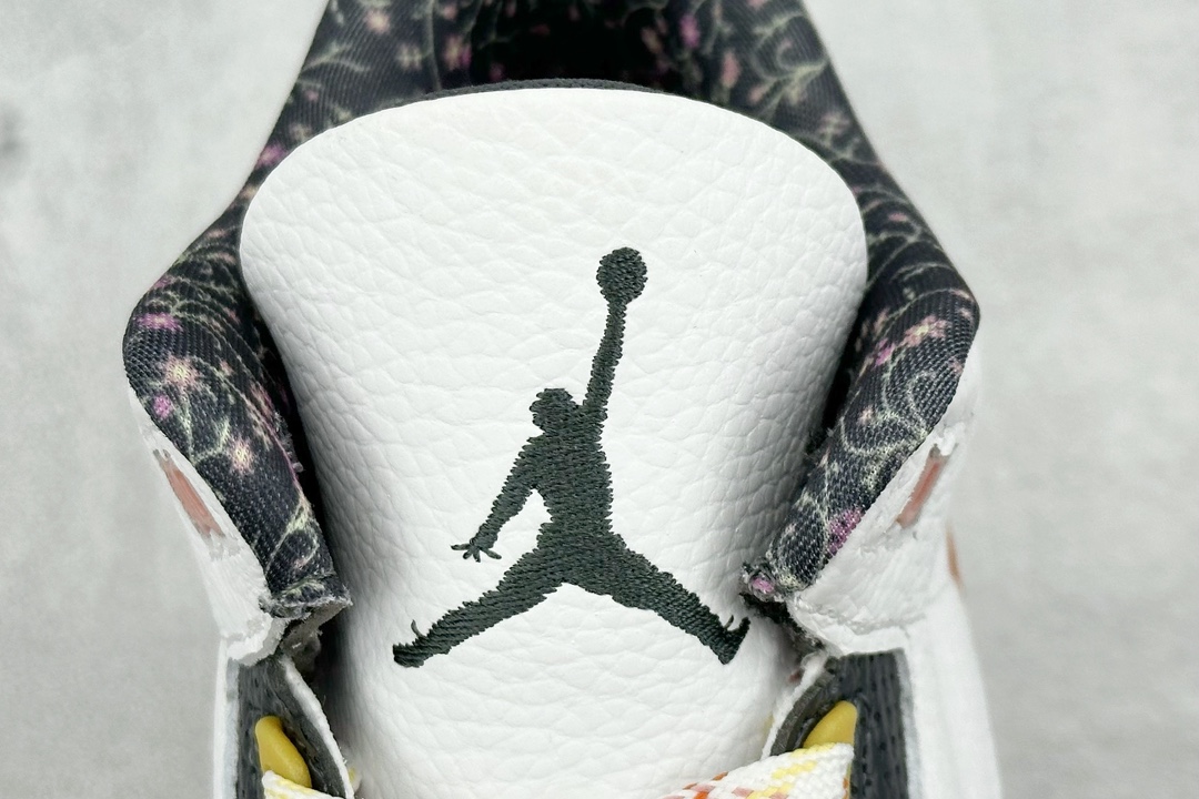 F version Air Jordan 3 Retro ”Vintage Floral” white, black and pink trendy retro basketball shoes 441140-100