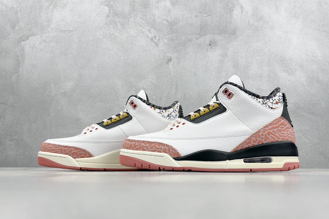 F version Air Jordan 3 Retro ”Vintage Floral” white, black and pink trendy retro basketball shoes 441140-100