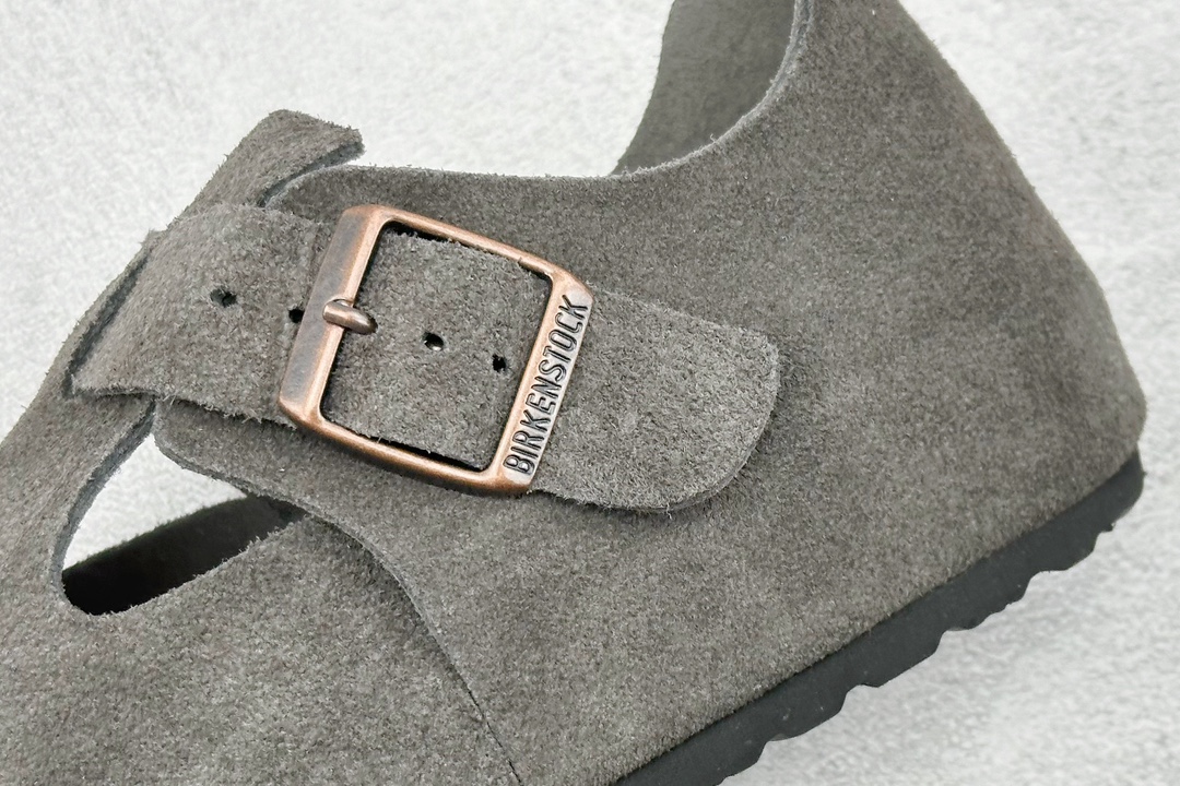 220 BK版 Birkenstock London 勃肯 博肯全鞋 皮革绒面双扣时尚休闲平底鞋