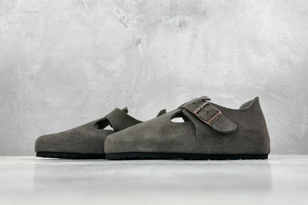 220 BK版 Birkenstock London 勃肯 博肯全鞋 皮革绒面双扣时尚休闲平底鞋