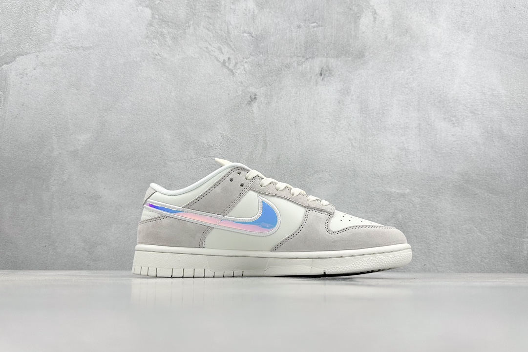 200 史诗级性价比 NIKE SB Dunk Low WMNS ”lridescent Swoosh” 米灰镭射勾 HF5074-133