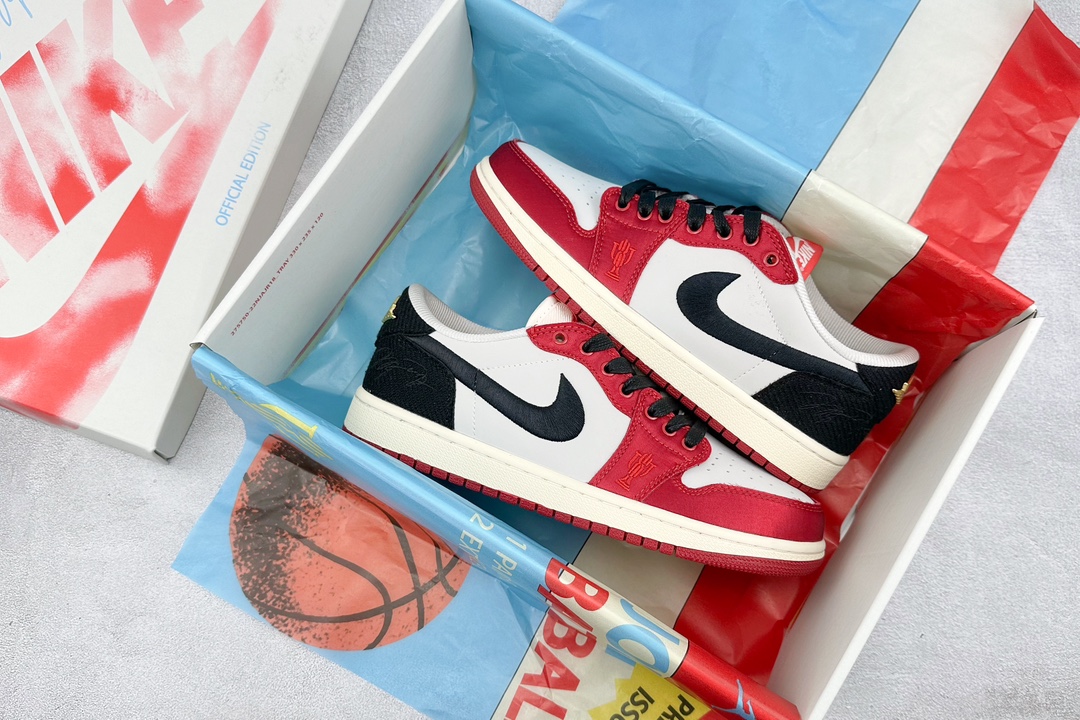 200 Air Jordan 1 Low 黑红丝绸 AJ1乔1低帮休闲板鞋 FN0432-100