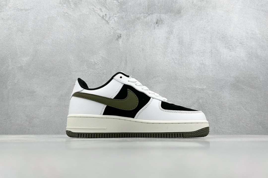 200 Nike Air Force 1 Low 07 白黑军绿勾 AV0383-226