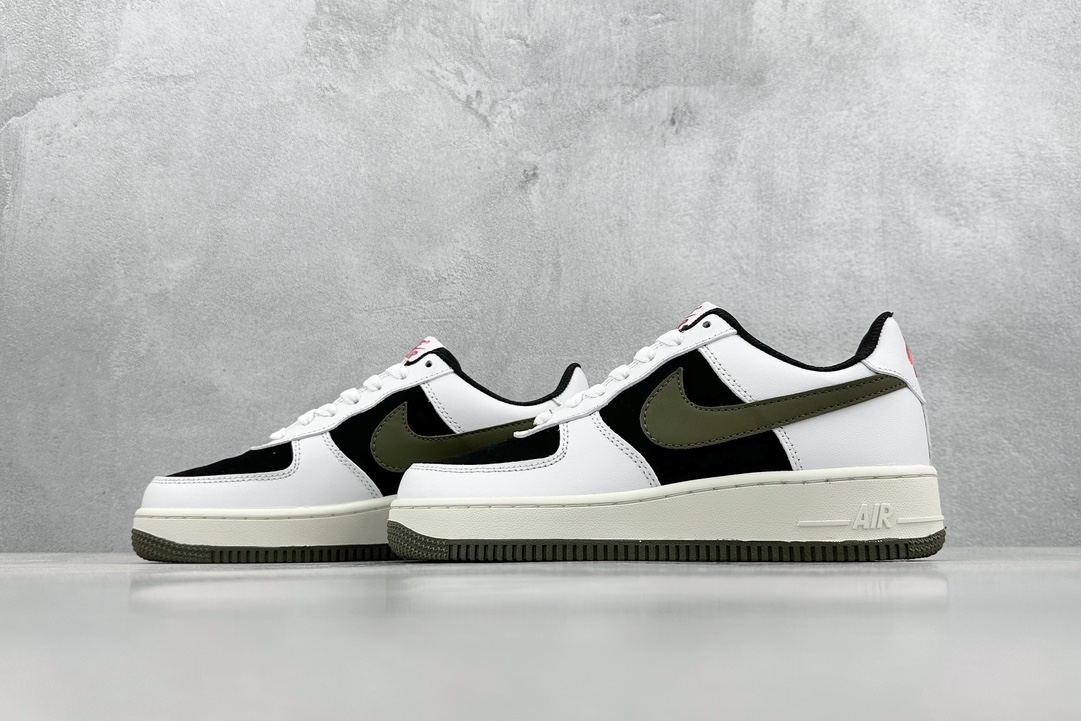 200 Nike Air Force 1 Low 07 白黑军绿勾 AV0383-226