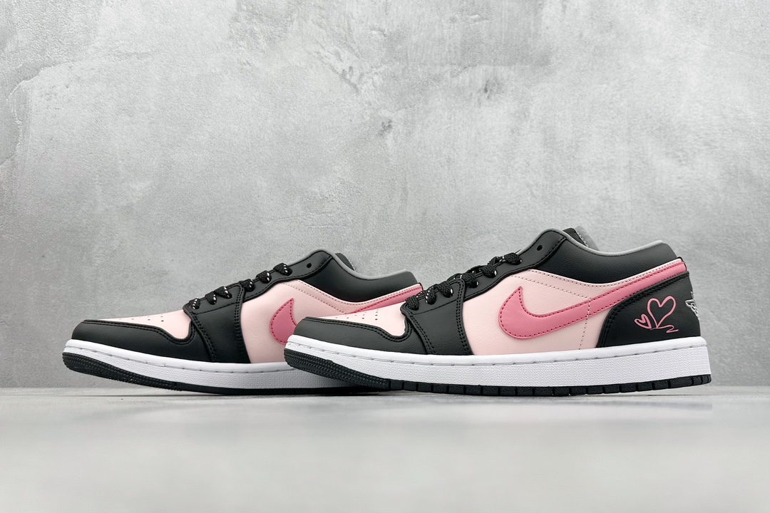 200 K版 Air Jordan 1 Low 黑粉爱心 AJ1乔1低帮休闲板鞋 553558-040