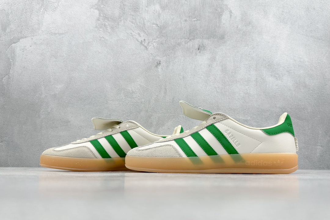 160  R版 Adidas originals Gazelle Indoor 长鞋舌白绿色休闲板鞋 ID3518