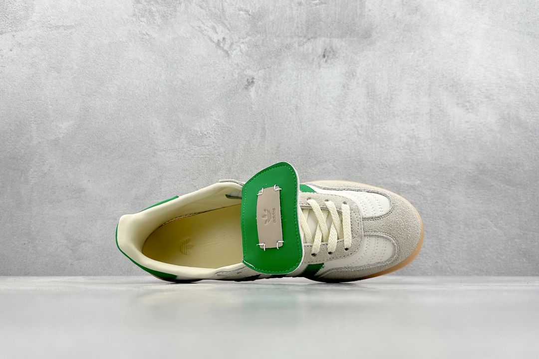 160  R版 Adidas originals Gazelle Indoor 长鞋舌白绿色休闲板鞋 ID3518