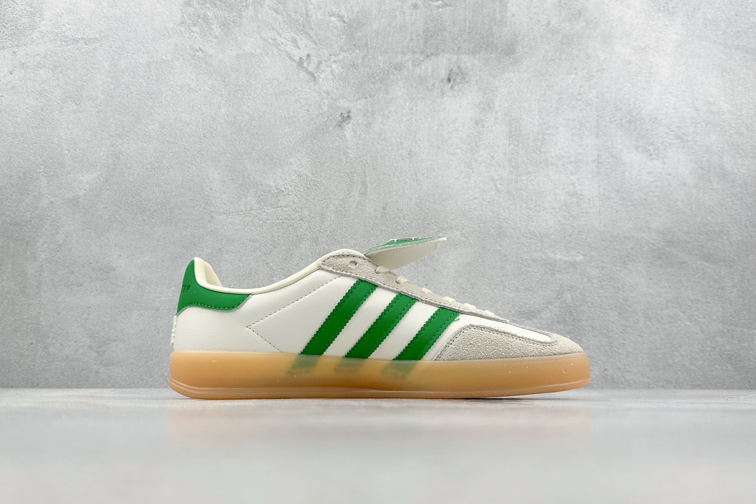 160  R版 Adidas originals Gazelle Indoor 长鞋舌白绿色休闲板鞋 ID3518