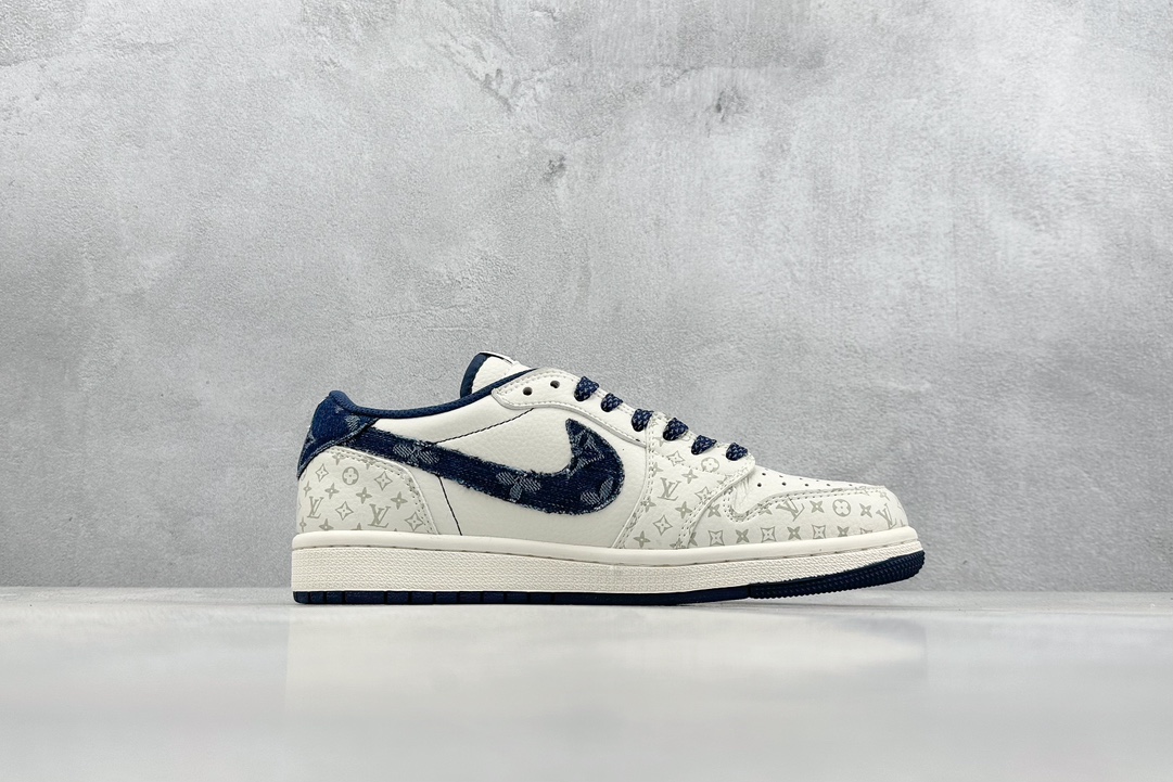 280 Travis Scott x Fragment Design x Air Jordan 1 Low OG SP AJ1 乔1 LV联名-牛仔蓝勾 低帮文化休闲板鞋 SJ2068-004