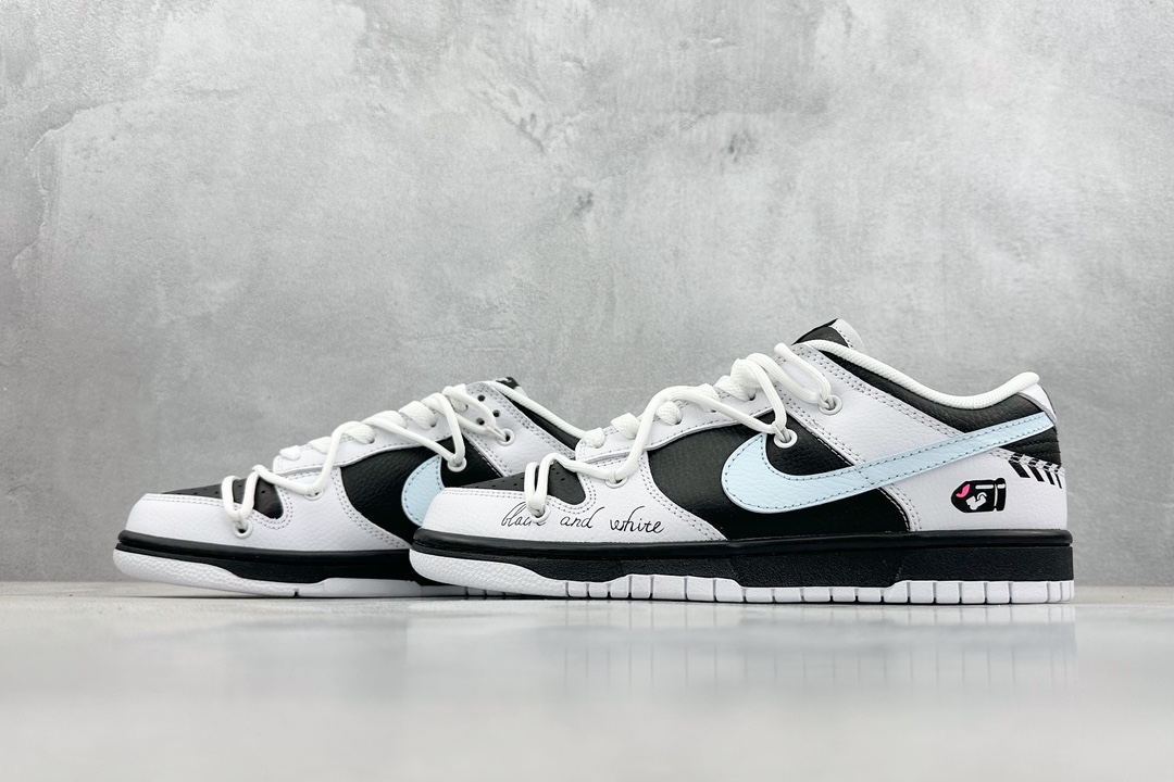 260 Nk Dunk Low "Reverse Panda" 极速赛车 黑白熊猫涂鸦撞色 SB绑带低帮休闲板鞋 FD9064-011