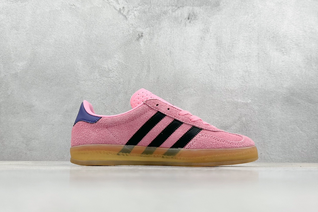 180 FS版 Adidas originals Gazelle Indoor Trainers 羚羊板鞋“翻毛树莓粉白焦糖底” 黑粉 IF7002