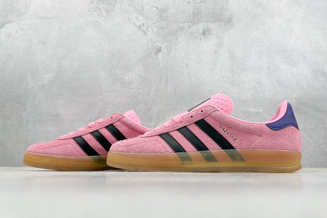 180 FS版 Adidas originals Gazelle Indoor Trainers 羚羊板鞋“翻毛树莓粉白焦糖底” 黑粉 IF7002