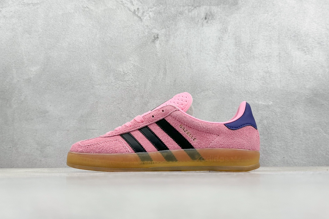 180 FS版 Adidas originals Gazelle Indoor Trainers 羚羊板鞋“翻毛树莓粉白焦糖底” 黑粉 IF7002