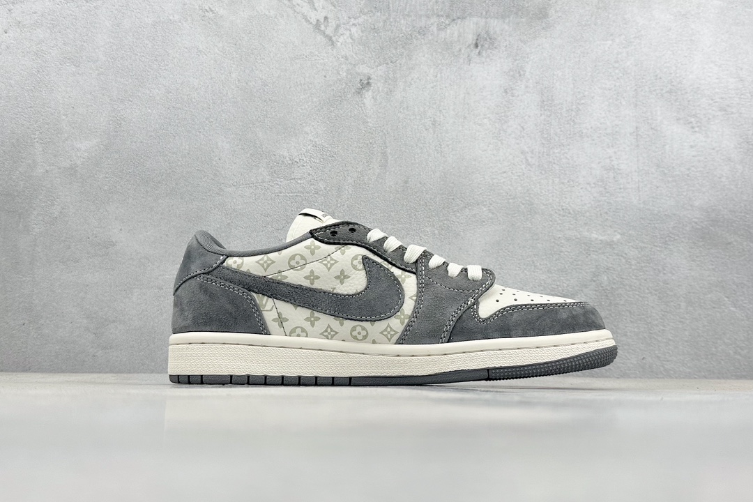 280 私 Travis Scott x Nike Air Jordan 1 Low x Louis Vuitton Air Jordan 1 Low 反转翻毛白深空灰倒钩 SJ2068-001
