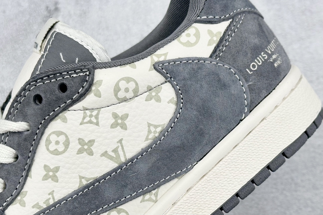 280 私 Travis Scott x Nike Air Jordan 1 Low x Louis Vuitton Air Jordan 1 Low 反转翻毛白深空灰倒钩 SJ2068-001