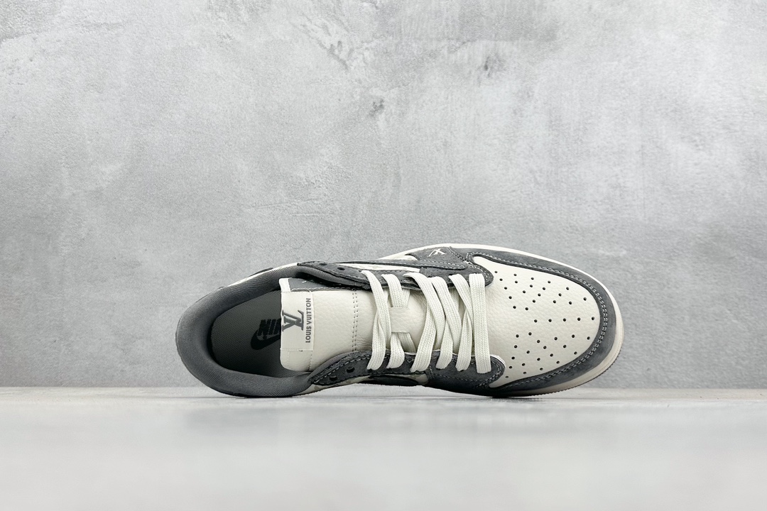 280 私 Travis Scott x Nike Air Jordan 1 Low x Louis Vuitton Air Jordan 1 Low 反转翻毛白深空灰倒钩 SJ2068-001