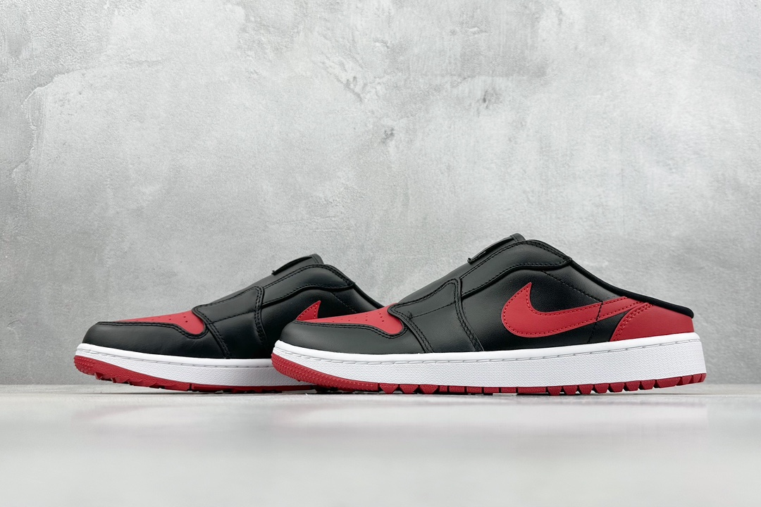 240 Dt纯原 Air Jordan 1 Mule Golf "Bred" AJ1 乔1黑白红 高尔夫一脚蹬 FJ1214-001