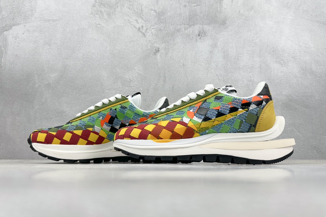 280 FS版 Sacai x NK Waffle Woven"Multi-Color"华夫联名编织系列低帮慢跑鞋 灰白编织 DR5209-300