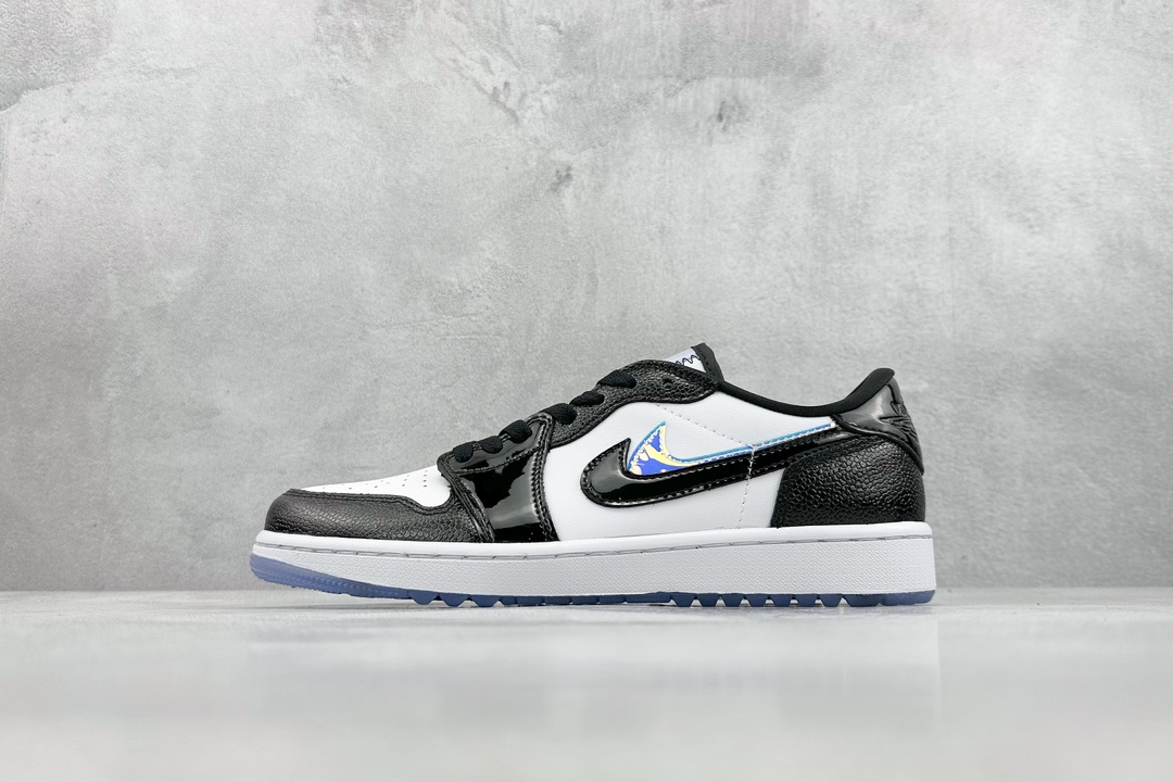 200 K版 Air Jordan 1 Low Golf AJ1 乔1全新高尔夫版 镭射漆皮黑双钩 FZ4159-100