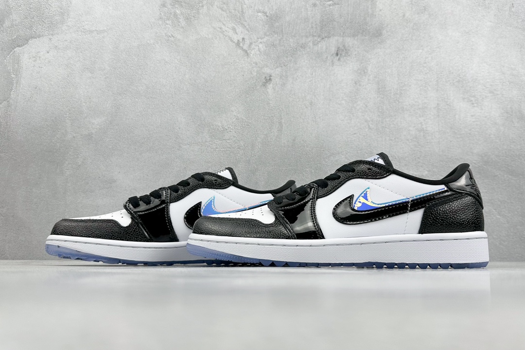 200 K版 Air Jordan 1 Low Golf AJ1 乔1全新高尔夫版 镭射漆皮黑双钩 FZ4159-100