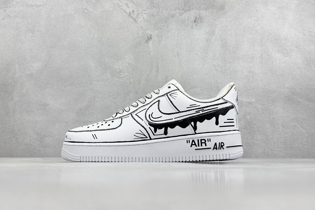 260 Nk Air Force 1’07 Low 二次元黑白手绘 富流油 空军一号低帮休闲板鞋 CW2288-811