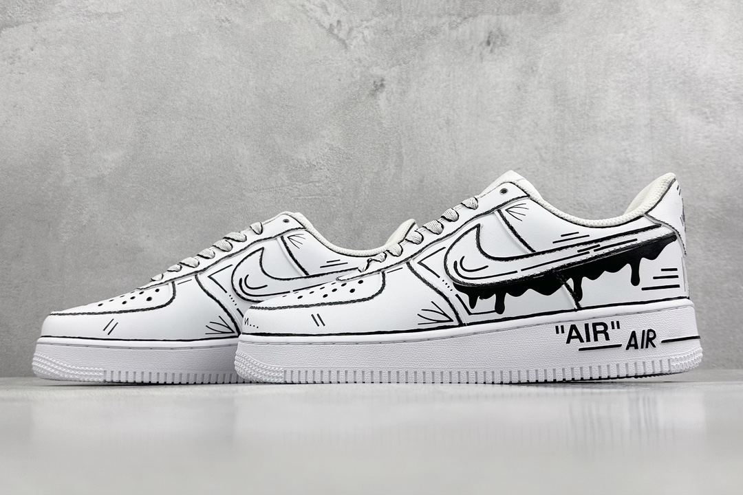 260 Nk Air Force 1'07 Low 二次元黑白手绘 富流油 空军一号低帮休闲板鞋 CW2288-811