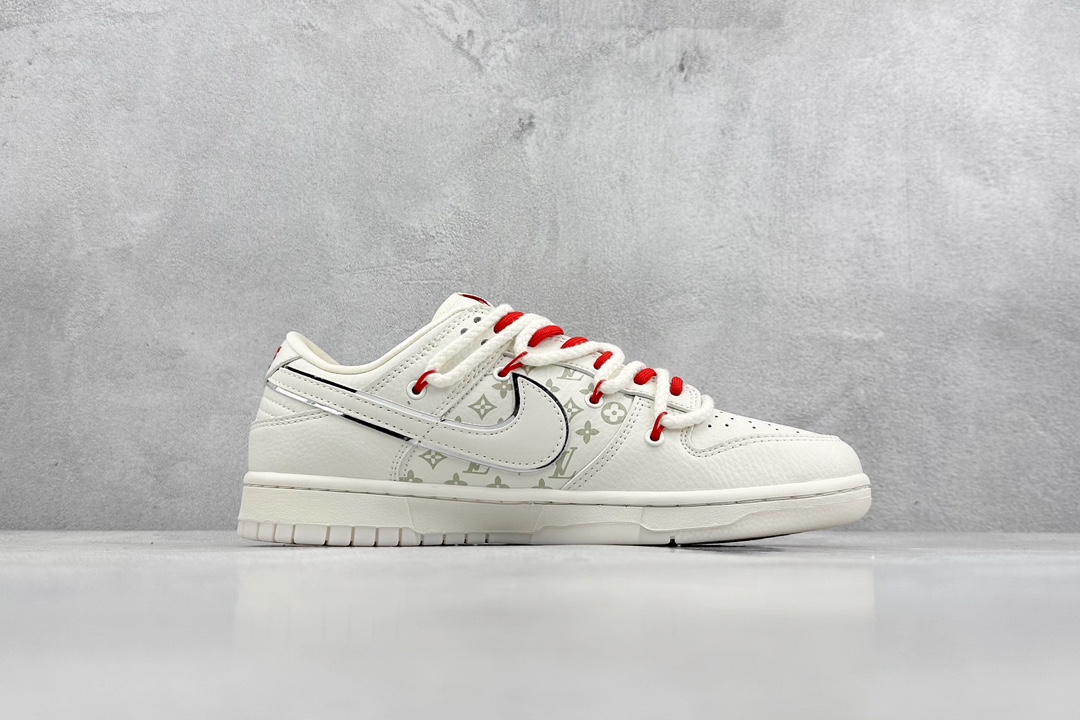 300 Nike SB Dunk Low x Louis Vuitton 高端定制绑带白红 SJ2068-242