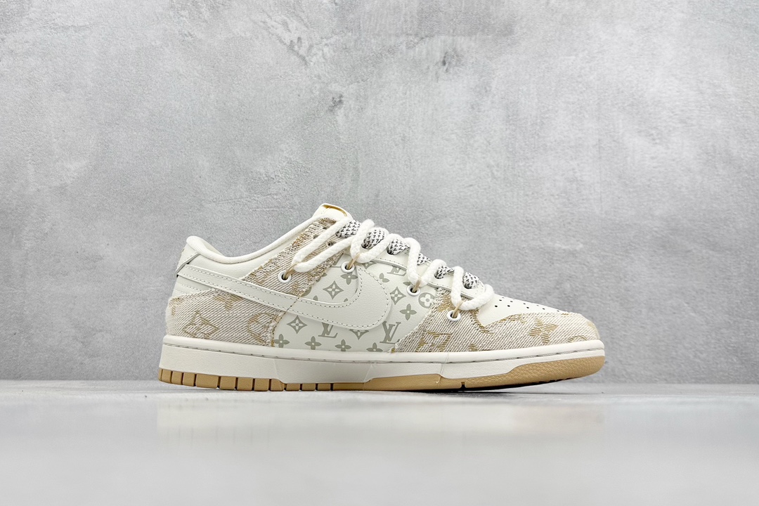 300 Nike SB Dunk Low x Louis Vuitton 定制绑带白黄 SJ2068-247