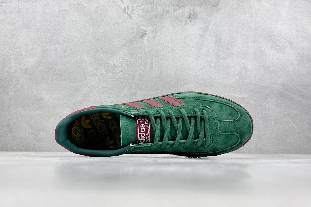 160 Adidas Originals Handball SPZL 手球运动员系列百搭休闲运动板鞋“麂皮深绿酒红生胶底”  GX6989