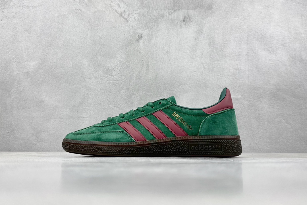 160 Adidas Originals Handball SPZL 手球运动员系列百搭休闲运动板鞋“麂皮深绿酒红生胶底”  GX6989