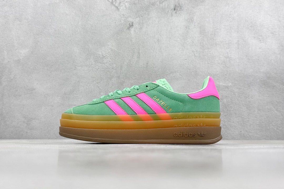 180 HG版 Adidas Originals Gazelle Bold W 羚羊松糕系列“薄荷绿骚粉生胶底” HO6125