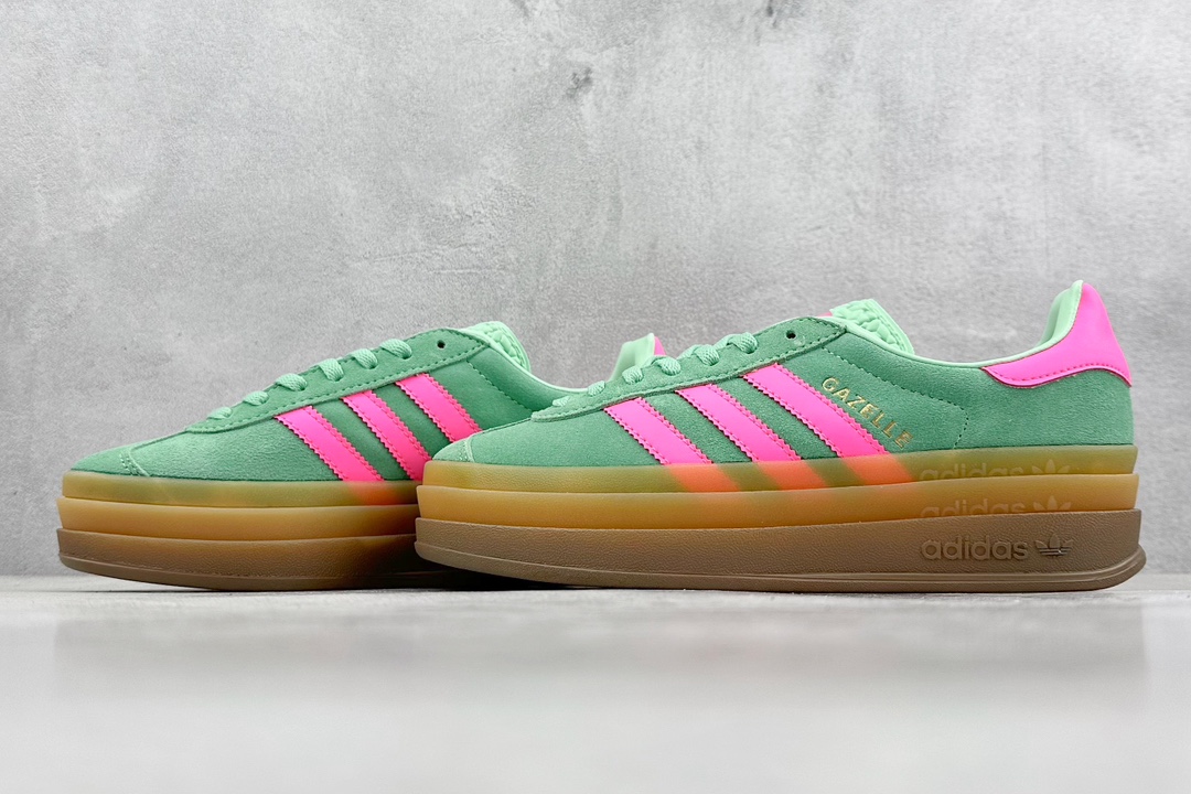 180 HG版 Adidas Originals Gazelle Bold W 羚羊松糕系列“薄荷绿骚粉生胶底” HO6125