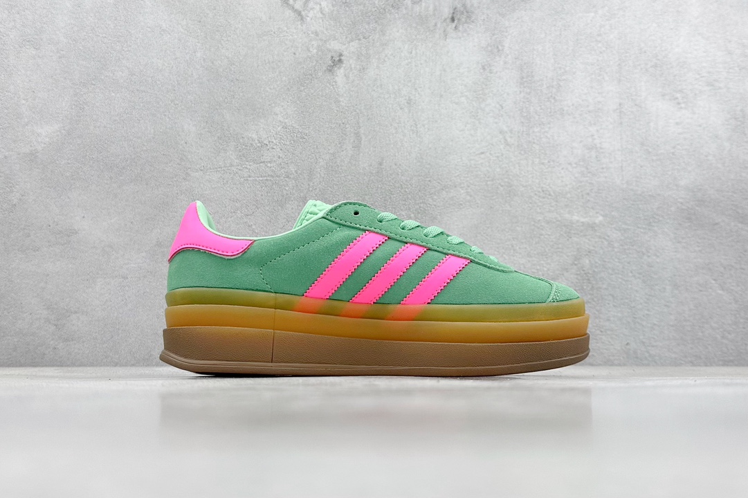 180 HG版 Adidas Originals Gazelle Bold W 羚羊松糕系列“薄荷绿骚粉生胶底” HO6125