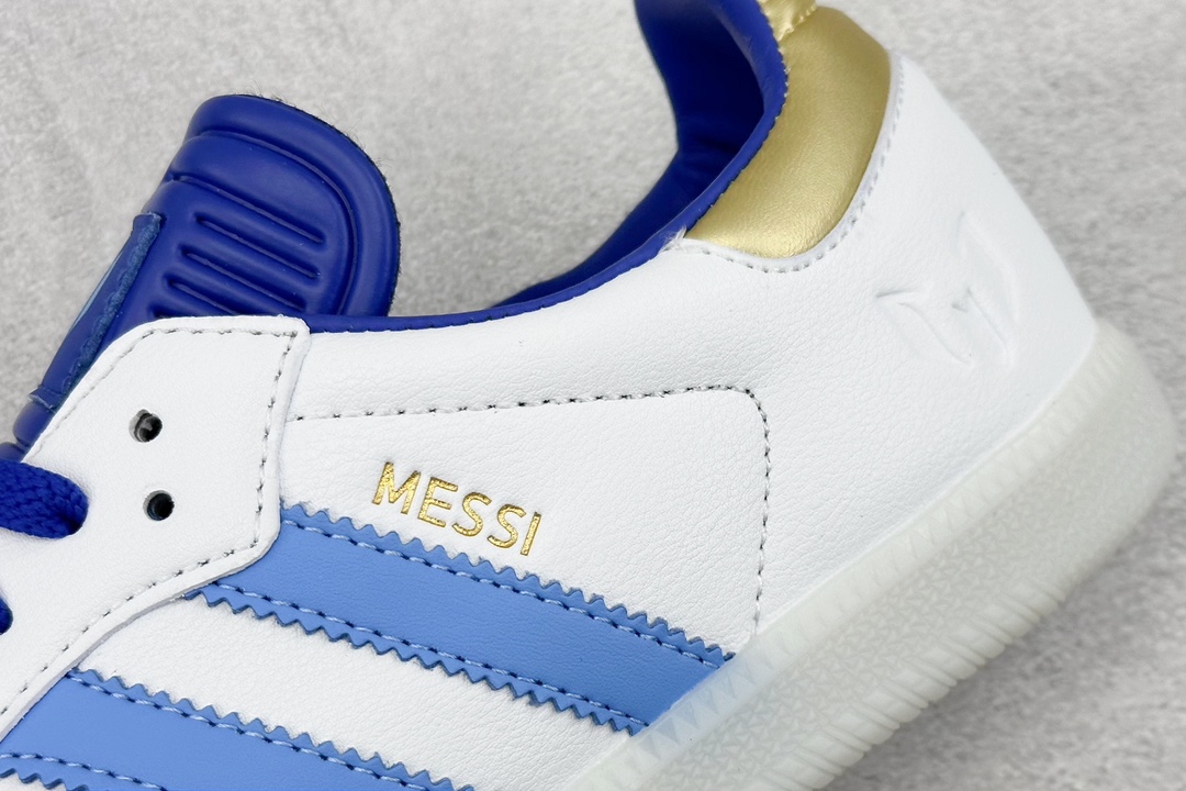 210 H11版 LIONEL MESSI x adidas originals Samba 德训白蓝灰 ID3550