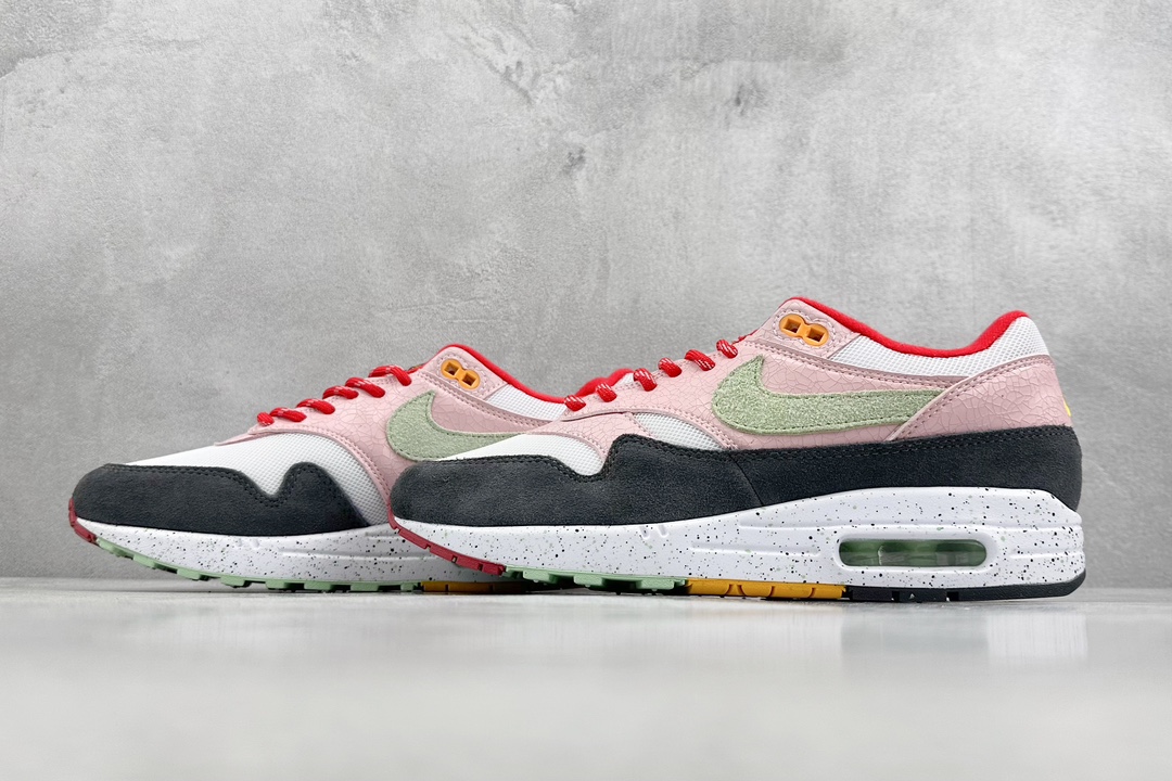 Nike Air Max 1 replica pink pants white retro casual running shoes FZ4133-640