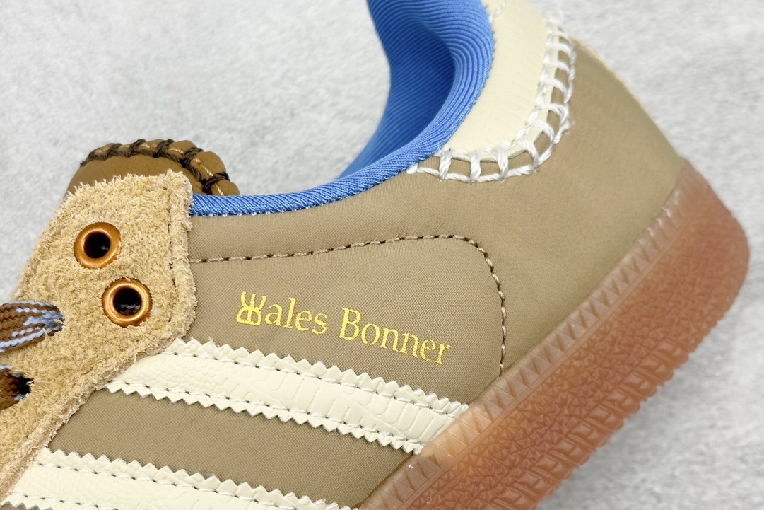 Adidas Originals Samba Classic”Tan/White/Gum” Samba dance shoes ”Jointly branded milk tea yellow, milk white and blue raw rubber sole” IH3261